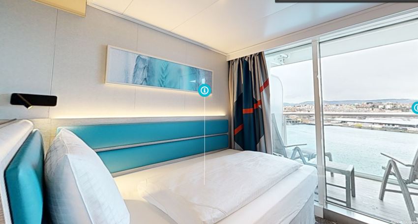 Mein Schiff Relax Solo Balkoncabine &ndash; cabinefoto